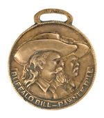 "BUFFALO BILL-PAWNEE BILL" BRASS WATCH FOB WITH PORTRAITS OF BOTH.