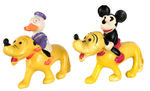 MICKEY MOUSE/DONALD DUCK RIDING PLUTO RARE PLASTER-FILLED CELLULOID FIGURES.