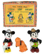 "THE THREE PALS MICKEY/PLUTO/MINNIE" BOXED BISQUE SET.