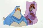 "ROBIN HOOD" MAID MARIAN & LADY KLUCK ANIMATION CEL SETUP.