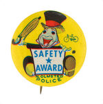 DISNEY LICENSED JIMINY CRICKET SAFETY AWARD BUTTON.