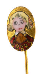 BUSTER BROWN ENAMEL ON BRASS BEAUTIFUL AND RARE AND EARLY SHOE GIVE-AWAY STICKPIN.