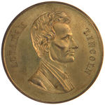 "ABRAHAM LINCOLN" LARGE BRASS MEDAL DE WITT #1860-7B.