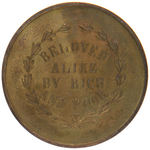 "ABRAHAM LINCOLN" LARGE BRASS MEDAL DE WITT #1860-7B.