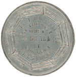 LINCOLN 1860 TOKEN WITH AERIAL VIEW OF SPLIT RAIL FENCE ACCENTED BY ROOSTERS, BIRDS AND SQUIRREL.