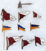 JAMESTOWN EXPO TOMAHAWK CHARM AND NICE PENNANT DESIGNS FROM THE IRA REED COLLECTION.