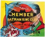 BATMAN FLICKER/FLASHER RING SET & VENDING DISPLAY CARD.