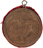 BLAINE JUGATE DeWITT 1884-1 LARGE WOOD MEDAL WITH VELVET RIM AND HANGER.