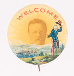 UNCLE SAM AND ROOSEVELT "WELCOME" BUTTON.