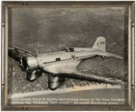 FRANK HAWKS "TEXACO SKY-CHIEF" FRAMED AIRPLANE PUBLICITY PHOTO & ACTUAL AIRPLANE PISTON HEAD.