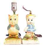 PORKY PIG/PETUNIA PIG FIGURAL LAMPS.