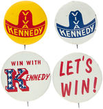 GROUP OF FOUR KENNEDY LITHO BUTTONS.