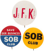 GROUP OF THREE ANTI JOHN F. KENNEDY BUTTONS.