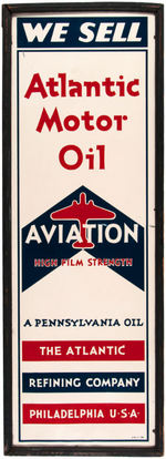 "ATLANTIC MOTOR OIL - AVIATION HIGH FILM STRENGTH" FRAMED TIN ADVERTISING SIGN.