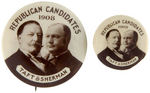 TAFT & SHERMAN MATCHING 1908 JUGATE BUTTON AND JUGATE LAPEL STUD.