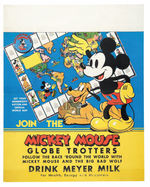 "MICKEY MOUSE GLOBE TROTTERS" STORE WINDOW SIGN ON LINEN.