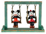 MICKEY AND MINNIE MOUSE FIRST-SEEN BISQUES WITH SWING SET.