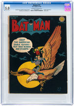 "BATMAN" #17 JUNE-JULY 1943 CGC 5.0 VG/FINE.