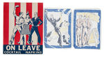 WWII ERA "ON LEAVE COCKTAIL NAPKINS" LOT OF EIGHT WITH FOLDER SET.