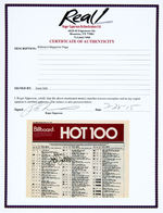 JOAN JETT SIGNED "BILLBOARD HOT 100" CHART PAGE.