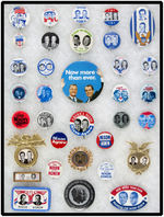 DON WRIGHT FRAME OF 35 NIXON/AGNEW BUTTONS MOST FROM 1972 AS COLLECTED.