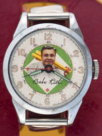 "OFFICIAL BABE RUTH WRIST WATCH - SPORTS WATCH OF CHAMPIONS" WITH ORIGINAL BASEBALL CASE.