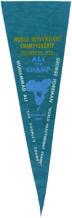 MUHAMMAD ALI VS. GEORGE FOREMAN "RUMBLE IN THE JUNGLE" BOXING MATCH PENNANT PAIR.