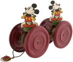 DOUBLE MICKEY MOUSE PULL TOY BY N.N. HILL BRASS COMPANY.