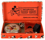 "MICKEY MOUSE INGERSOLL POCKET WATCH" BOXED FIRST VERSION WITH FOB.