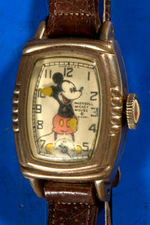 "MICKEY MOUSE INGERSOLL" RARE BOXED GOLD ELECTROPLATED WRIST WATCH.