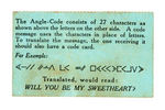 "SEND A MESSAGE BY ANGLE-CODE" SMALL CODE CARD.