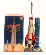 "PIONEER 3-STAGE ROCKET WITH LAUNCHER AT CAPE CANAVERAL" BOXED TOY.