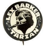 "LEX BARKER TARZAN" REAL PHOTO BUTTON.