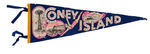 “CONEY ISLAND” FELT PENNANT TRIO.