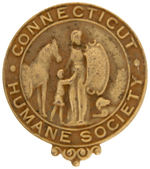 CONNECTICUT HUMANE SOCIETY BADGE PLUS BEAUTIFULLY DESIGNED CONTEST AWARD WATCH FOB.