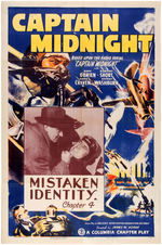 "CAPTAIN MIDNIGHT - CHAPTER 4 MISTAKEN IDENTITY" MOVIE SERIAL POSTER.