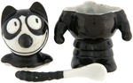 FELIX THE CAT FIGURAL CHINA CONDIMENT JAR WITH SPOON.