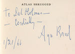 AYN RAND SIGNED "ATLAS SHRUGGED" HARDCOVER BOOK.