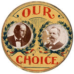 “OUR CHOICE” 1896 MECHANICAL STUD WITH McKINLEY/HOBART AND BRYAN/SEWALL JUGATES.