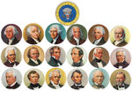 OUSTANDING FULL COLOR SET OF LARGE SIZE BUTTONS FOR PRESIDENTS GW-LBJ.