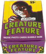 "CREATURE FEATURE - YOU'LL DIE LAUGHING" TOPPS FULL GUM CARD 25¢ DISPLAY BOX.