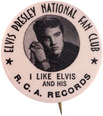 ELVIS PRESLEY FAN CLUB BUTTON & MEMBERSHIP CARD.