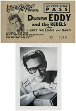 BUDDY HOLLY & DUANE EDDY AND THE REBELS FAN CLUB CARD/TICKET PAIR.