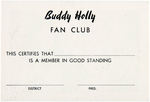 BUDDY HOLLY & DUANE EDDY AND THE REBELS FAN CLUB CARD/TICKET PAIR.