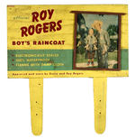 "ROY ROGERS BOYS RAINCOAT" TWO-SIDED WOOD STORE SIGN.