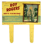 "ROY ROGERS BOYS RAINCOAT" TWO-SIDED WOOD STORE SIGN.