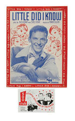 FRANK SINATRA LUCKY STRIKE FAN/SHEET MUSIC/RESTAURANT CARD.