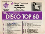 DIANA ROSS SIGNED "BILLBOARD DISCO TOP 60" CHART PAGE.