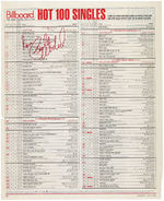 GEORGE MICHAEL & PAULA ABDUL SIGNED "BILLBOARD" CHARTS PAGE PAIR.