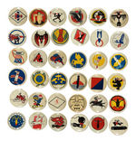 KELLOGG'S PEP CEREAL COMPLETE SET OF WWII MILITARY INSIGNIA PREMIUM BUTTONS.